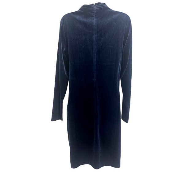 Sexy Blue Velvet Bodycon Sheath Long Sleeve Dress Size L Holiday Party Evening - Picture 3 of 7